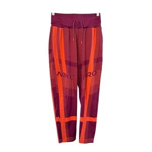 Wms Nike Pro Magenta/Orange Dri-Fit S Activewear Training Pants Adjustable Waist